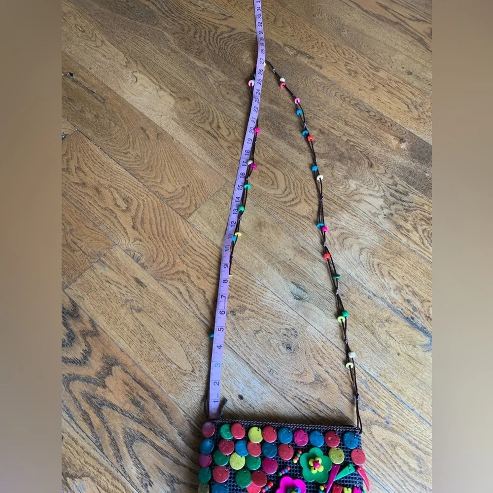 Multicolor Wooden Beaded‎ Sling Crossbody Bag